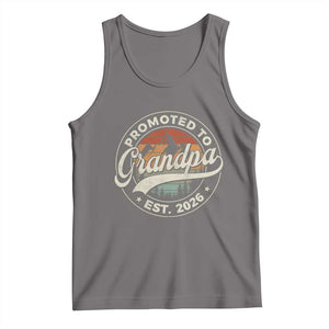 Promoted To Grandpa Est 2026 Tank Top Grandparents Baby Announcement Retro Mountain TS11 Deep Heather Print Your Wear