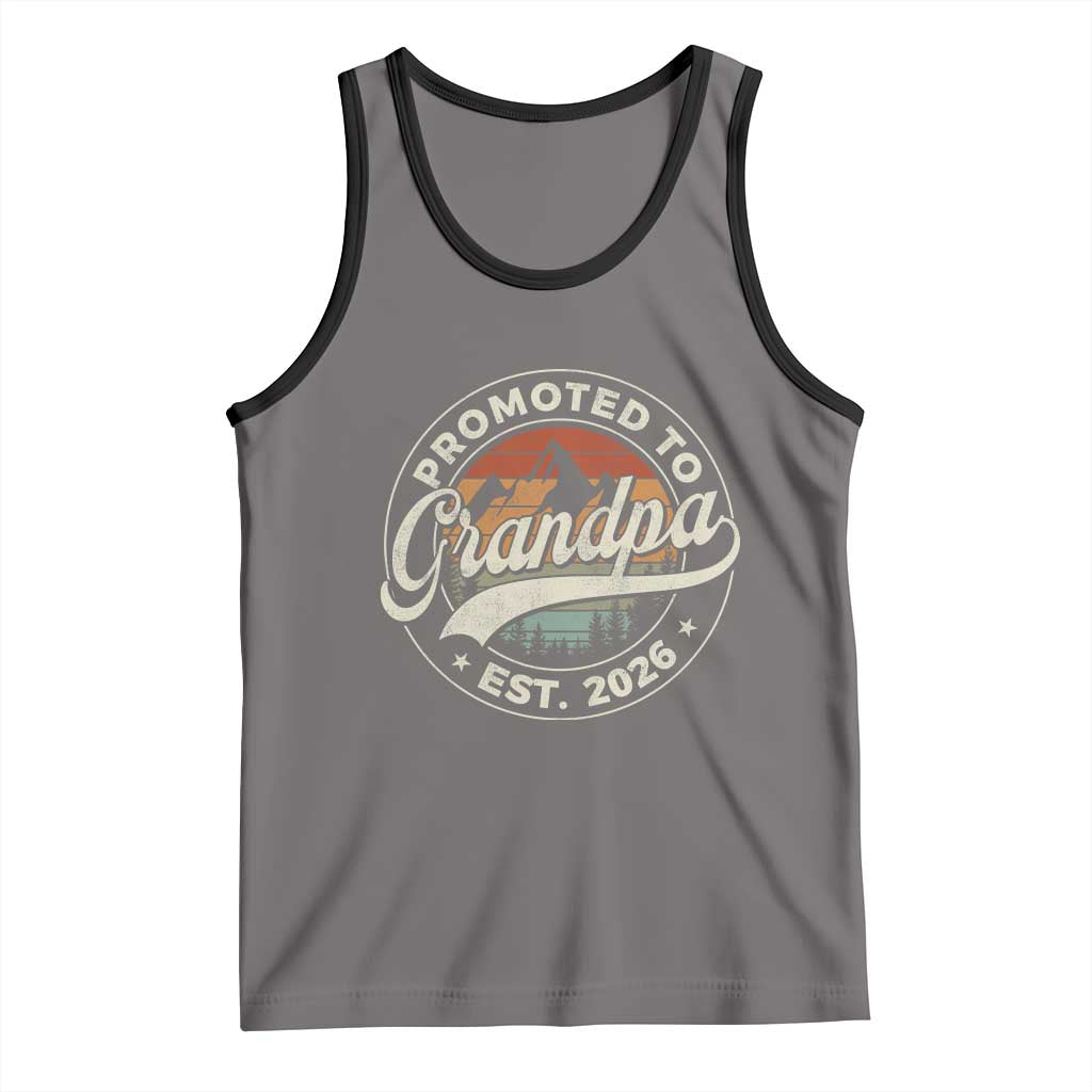 Promoted To Grandpa Est 2026 Tank Top Grandparents Baby Announcement Retro Mountain TS11 Deep Heather Black Print Your Wear