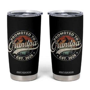 Promoted To Grandpa Est 2026 Tumbler Cup Grandparents Baby Announcement Retro Mountain TS11 Black Print Your Wear