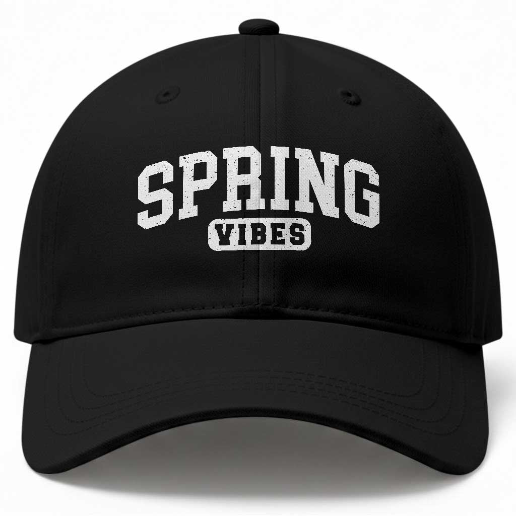 Spring Vibes Baseball Cap Spring Break Easter Day Bold Text