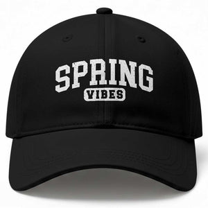 Spring Vibes Baseball Cap Spring Break Easter Day Bold Text