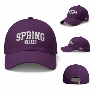 Spring Vibes Baseball Cap Spring Break Easter Day Bold Text