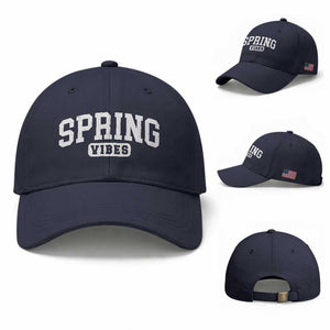 Spring Vibes Baseball Cap Spring Break Easter Day Bold Text