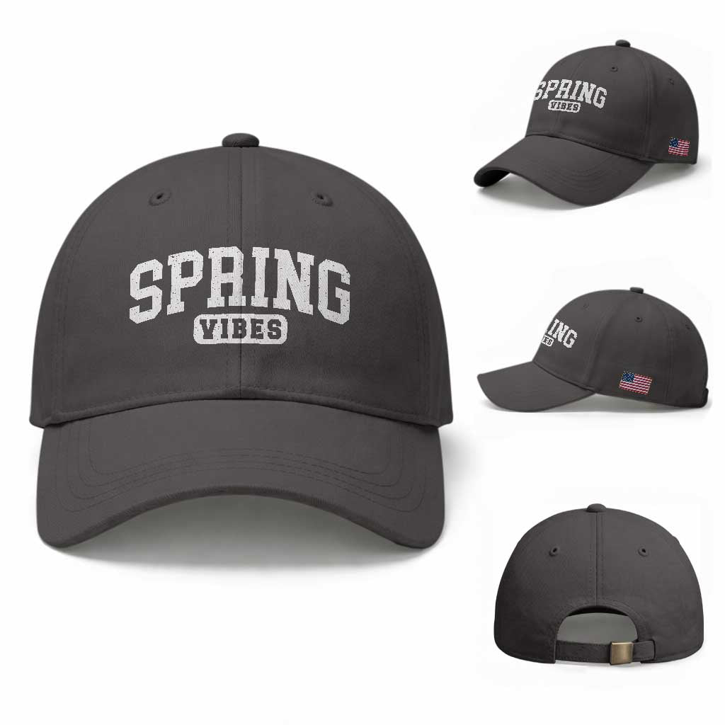 Spring Vibes Baseball Cap Spring Break Easter Day Bold Text