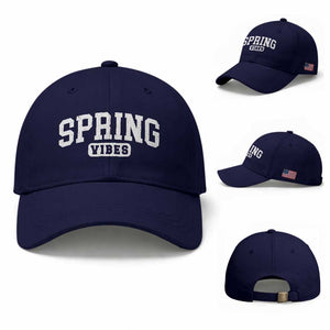 Spring Vibes Baseball Cap Spring Break Easter Day Bold Text