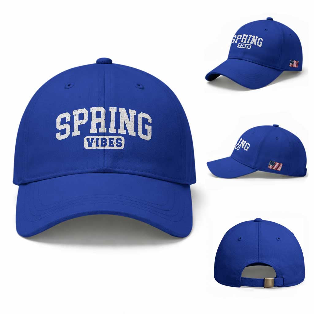 Spring Vibes Baseball Cap Spring Break Easter Day Bold Text