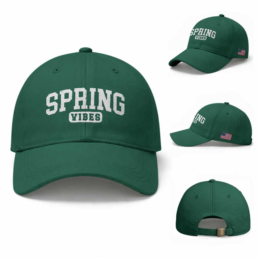 Spring Vibes Baseball Cap Spring Break Easter Day Bold Text