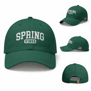 Spring Vibes Baseball Cap Spring Break Easter Day Bold Text