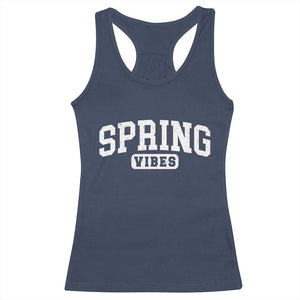 Spring Vibes Racerback Tank Top Spring Break Easter Day Bold Text TS11 Navy Print Your Wear