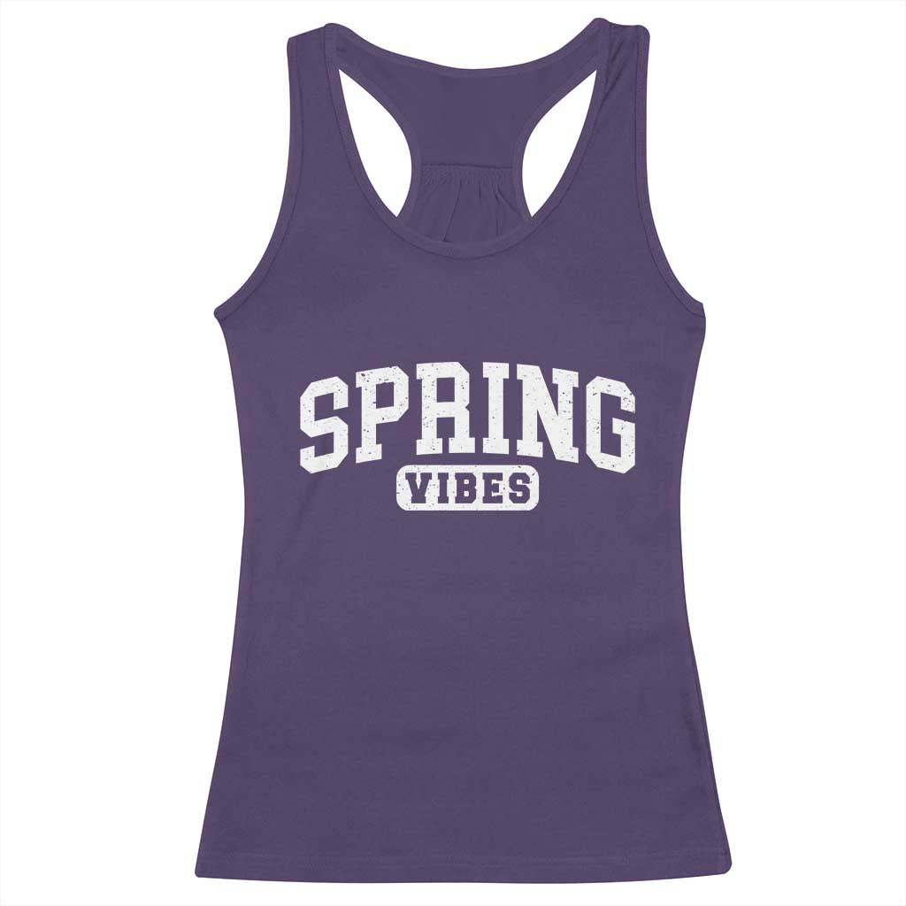 Spring Vibes Racerback Tank Top Spring Break Easter Day Bold Text TS11 Purple Print Your Wear