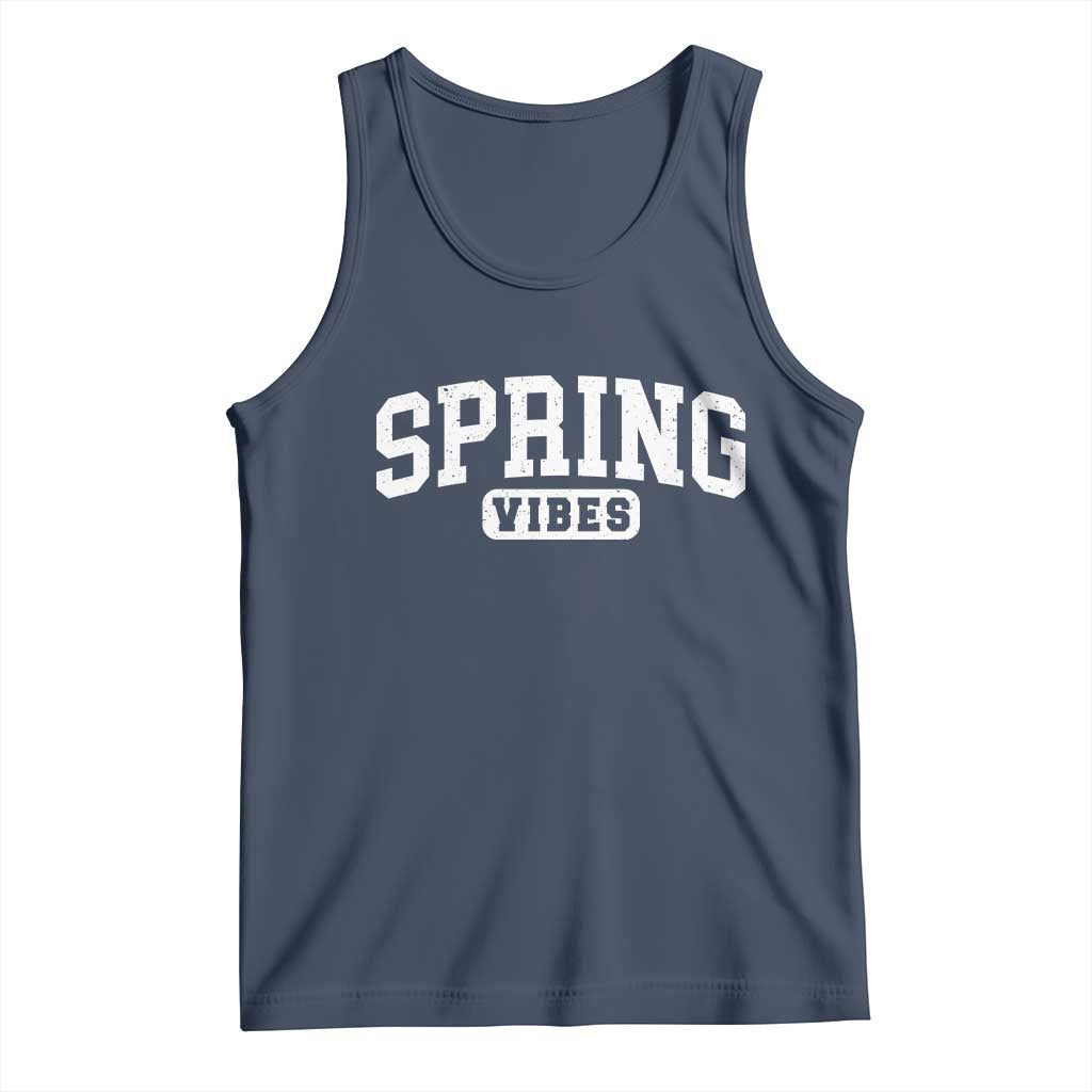 Spring Vibes Tank Top Spring Break Easter Day Bold Text TS11 Navy Print Your Wear