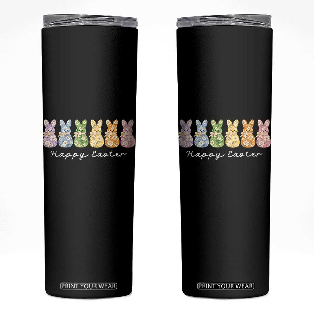 Happy Easter Day Vintage Colorful Floral Sugary Bunnies Skinny Tumbler TS11 Black Print Your Wear