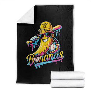 Funny Banana Baseball Drip Throw Blanket Lets Go Bananas Ice Cream Dripping Sport TS11 Black Print Your Wear