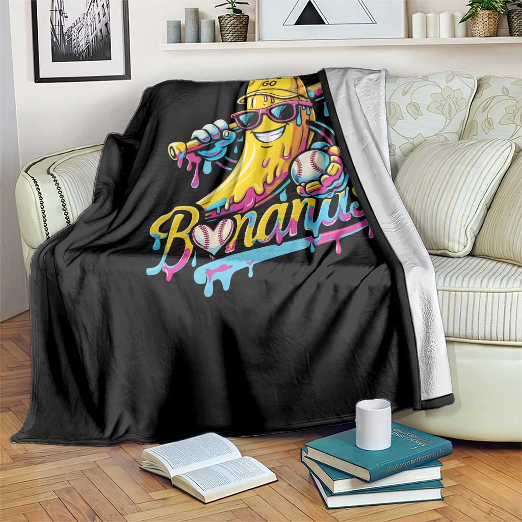 Funny Banana Baseball Drip Throw Blanket Lets Go Bananas Ice Cream Dripping Sport TS11 Print Your Wear