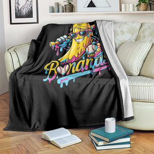 Funny Banana Baseball Drip Throw Blanket Lets Go Bananas Ice Cream Dripping Sport TS11 Print Your Wear