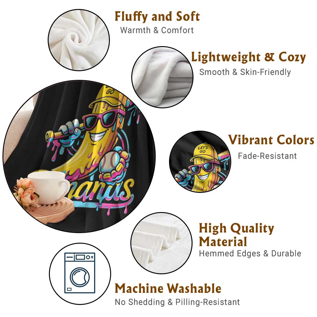 Funny Banana Baseball Drip Throw Blanket Lets Go Bananas Ice Cream Dripping Sport TS11 Print Your Wear