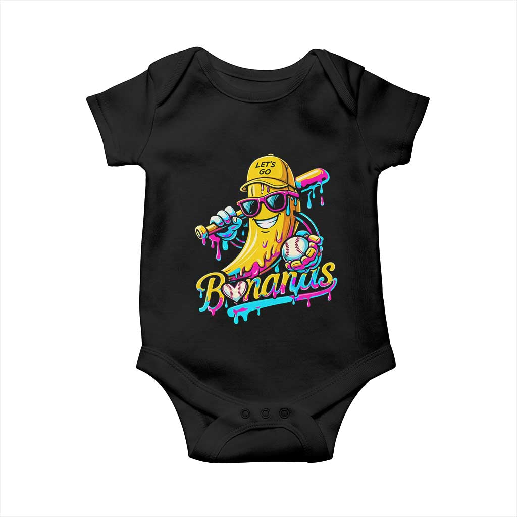 Funny Banana Baseball Drip Baby Onesie Lets Go Bananas Ice Cream Dripping Sport TS11 Black Print Your Wear