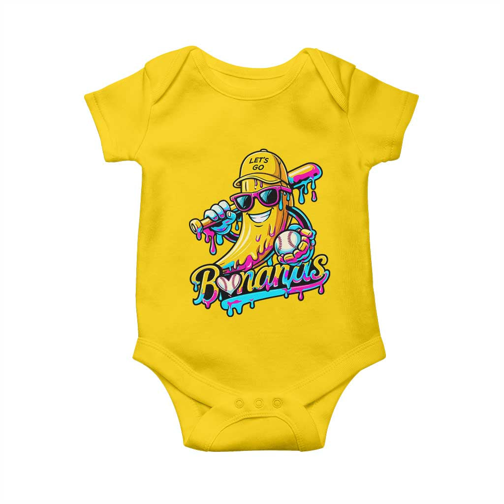 Funny Banana Baseball Drip Baby Onesie Lets Go Bananas Ice Cream Dripping Sport TS11 Daisy Print Your Wear