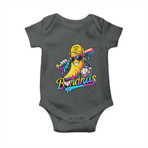 Funny Banana Baseball Drip Baby Onesie Lets Go Bananas Ice Cream Dripping Sport TS11 Dark Heather Print Your Wear