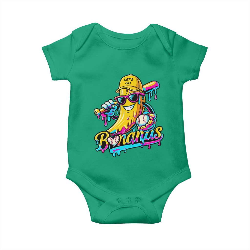Funny Banana Baseball Drip Baby Onesie Lets Go Bananas Ice Cream Dripping Sport TS11 Irish Green Print Your Wear