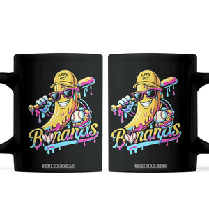 Funny Banana Baseball Drip Coffee Mug Lets Go Bananas Ice Cream Dripping Sport TS11 Black Print Your Wear
