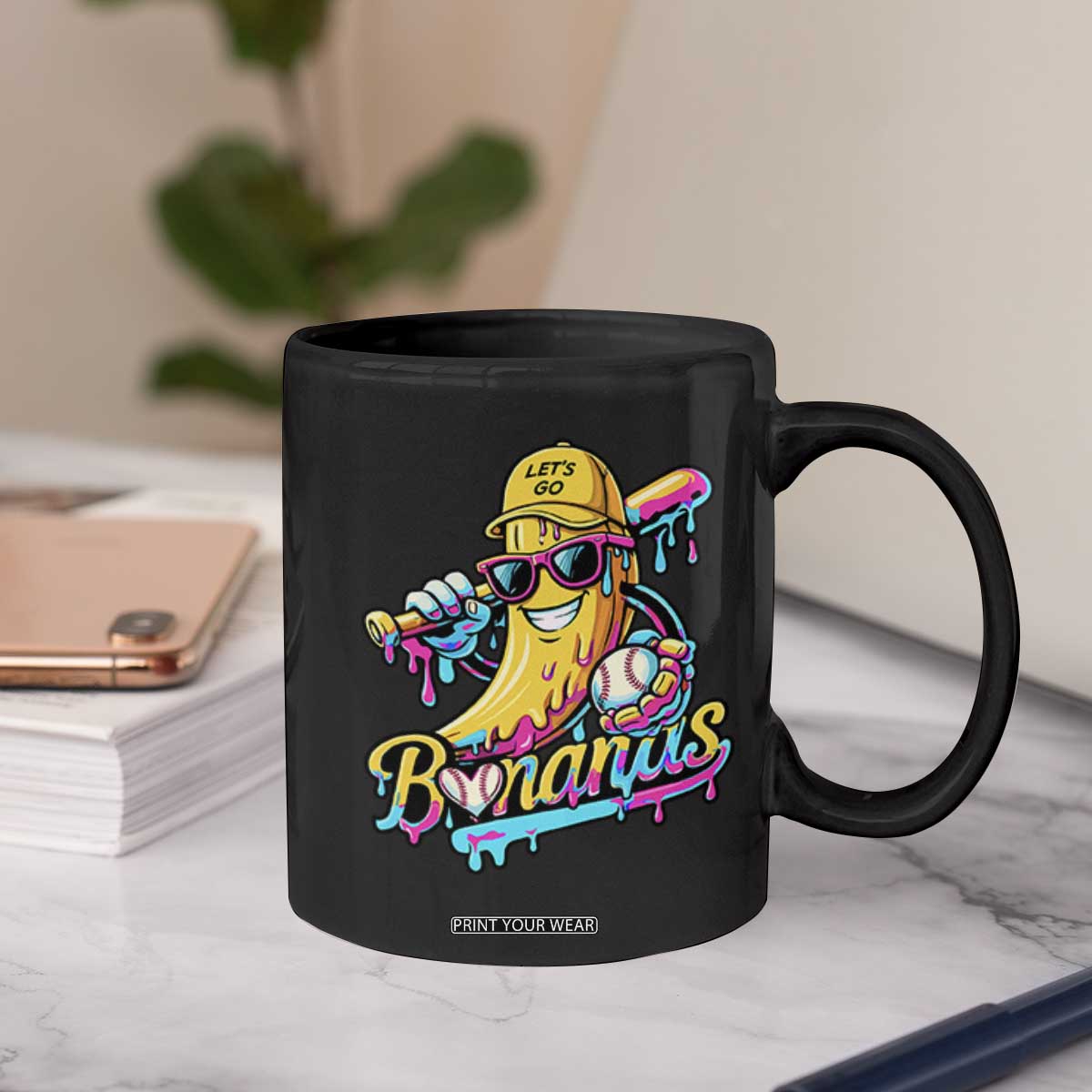 Funny Banana Baseball Drip Coffee Mug Lets Go Bananas Ice Cream Dripping Sport TS11 Print Your Wear