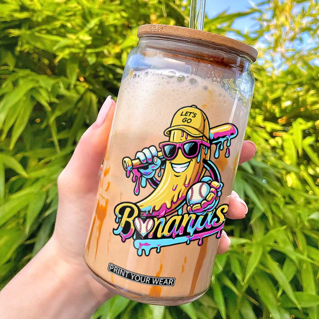 Funny Banana Baseball Drip Glass Can Lets Go Bananas Ice Cream Dripping Sport TS11 Black Print Your Wear
