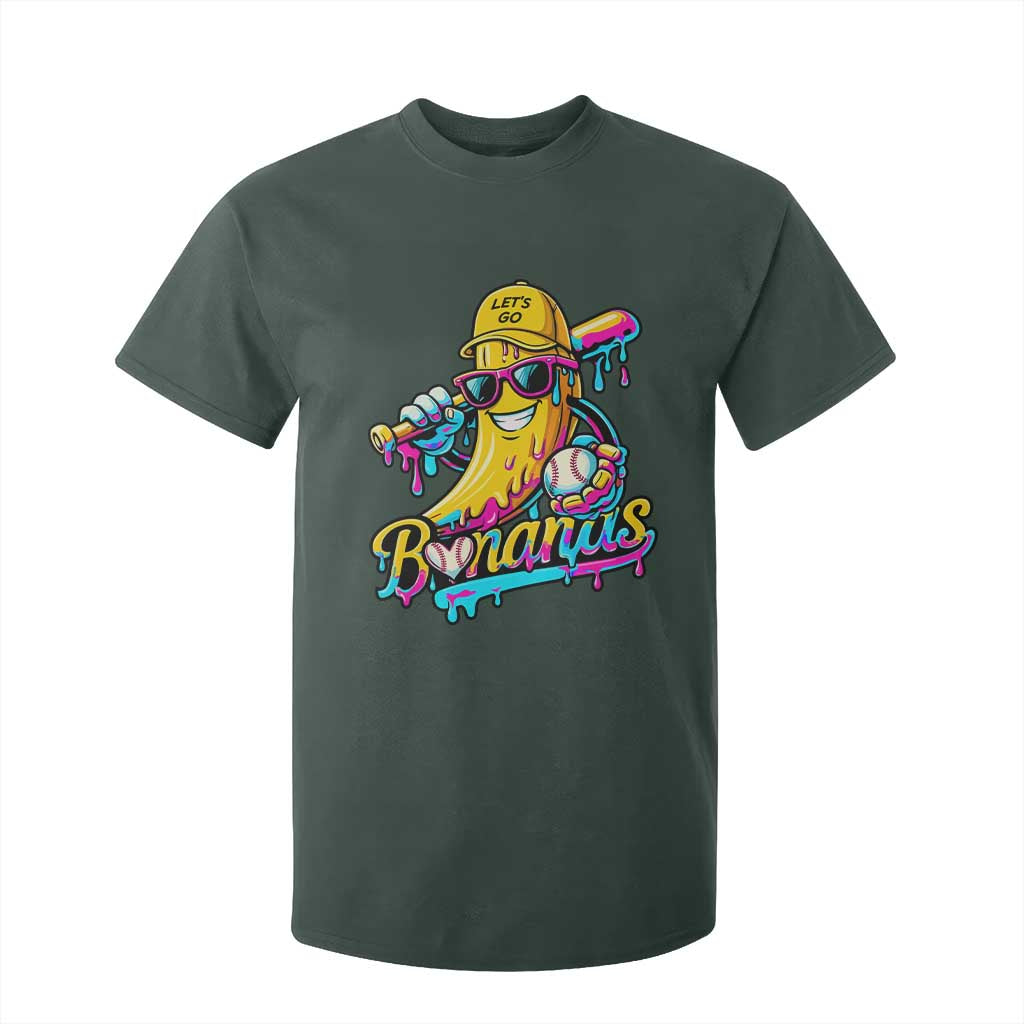Funny Banana Baseball Drip T Shirt For Kid Lets Go Bananas Ice Cream Dripping Sport TS11 Dark Forest Green Print Your Wear