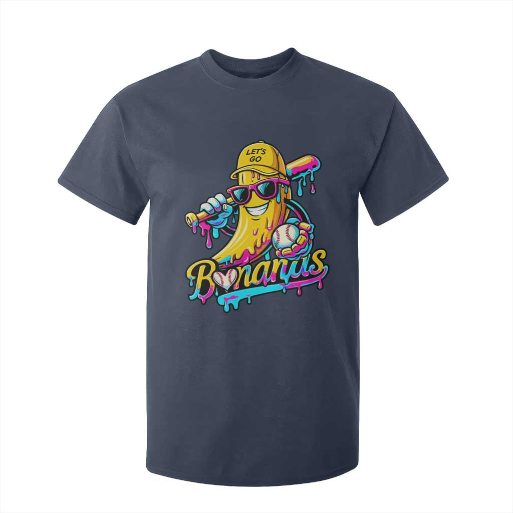 Funny Banana Baseball Drip T Shirt For Kid Lets Go Bananas Ice Cream Dripping Sport TS11 Navy Print Your Wear