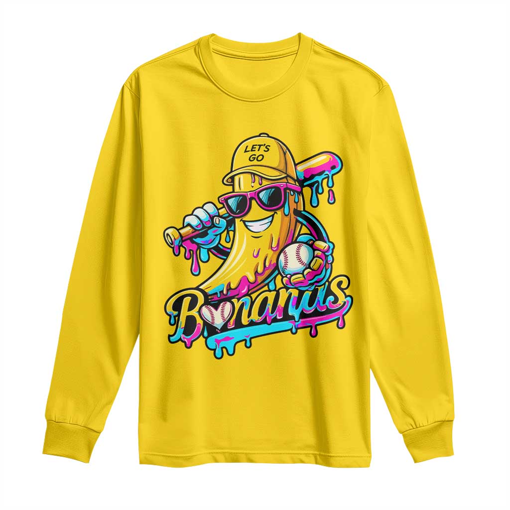 Funny Banana Baseball Drip Long Sleeve Shirt Lets Go Bananas Ice Cream Dripping Sport TS11 Daisy Print Your Wear