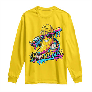 Funny Banana Baseball Drip Long Sleeve Shirt Lets Go Bananas Ice Cream Dripping Sport TS11 Daisy Print Your Wear