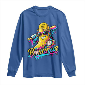 Funny Banana Baseball Drip Long Sleeve Shirt Lets Go Bananas Ice Cream Dripping Sport TS11 Royal Blue Print Your Wear