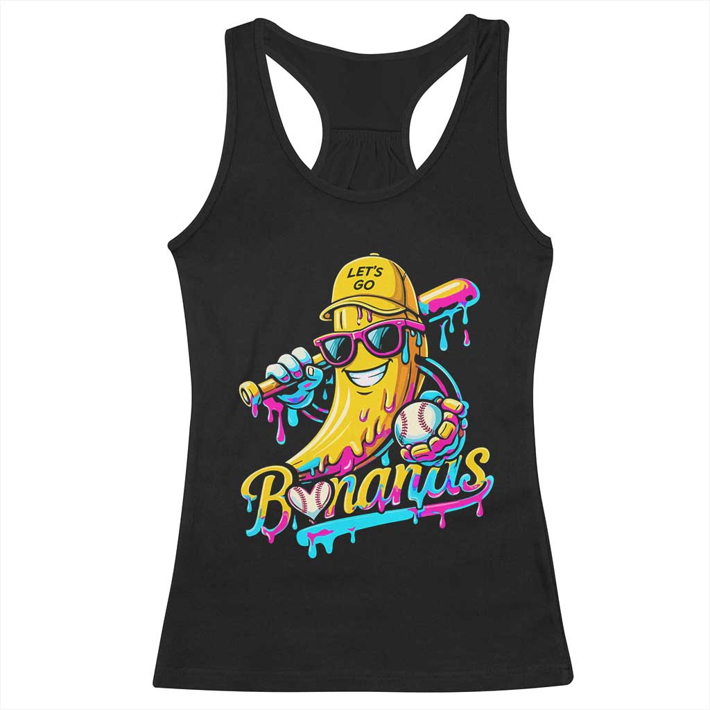 Funny Banana Baseball Drip Racerback Tank Top Lets Go Bananas Ice Cream Dripping Sport TS11 Black Print Your Wear