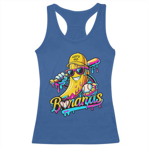 Funny Banana Baseball Drip Racerback Tank Top Lets Go Bananas Ice Cream Dripping Sport TS11 Royal Blue Print Your Wear