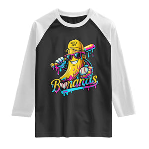 Funny Banana Baseball Drip Raglan Shirt Lets Go Bananas Ice Cream Dripping Sport TS11 Black White Print Your Wear