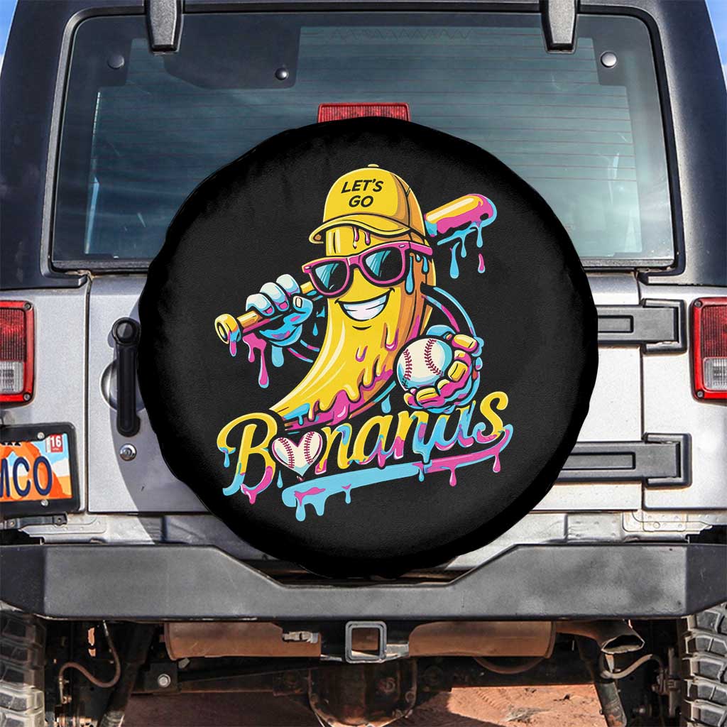 Funny Banana Baseball Drip Spare Tire Cover Lets Go Bananas Ice Cream Dripping Sport TS11 No hole Black Print Your Wear