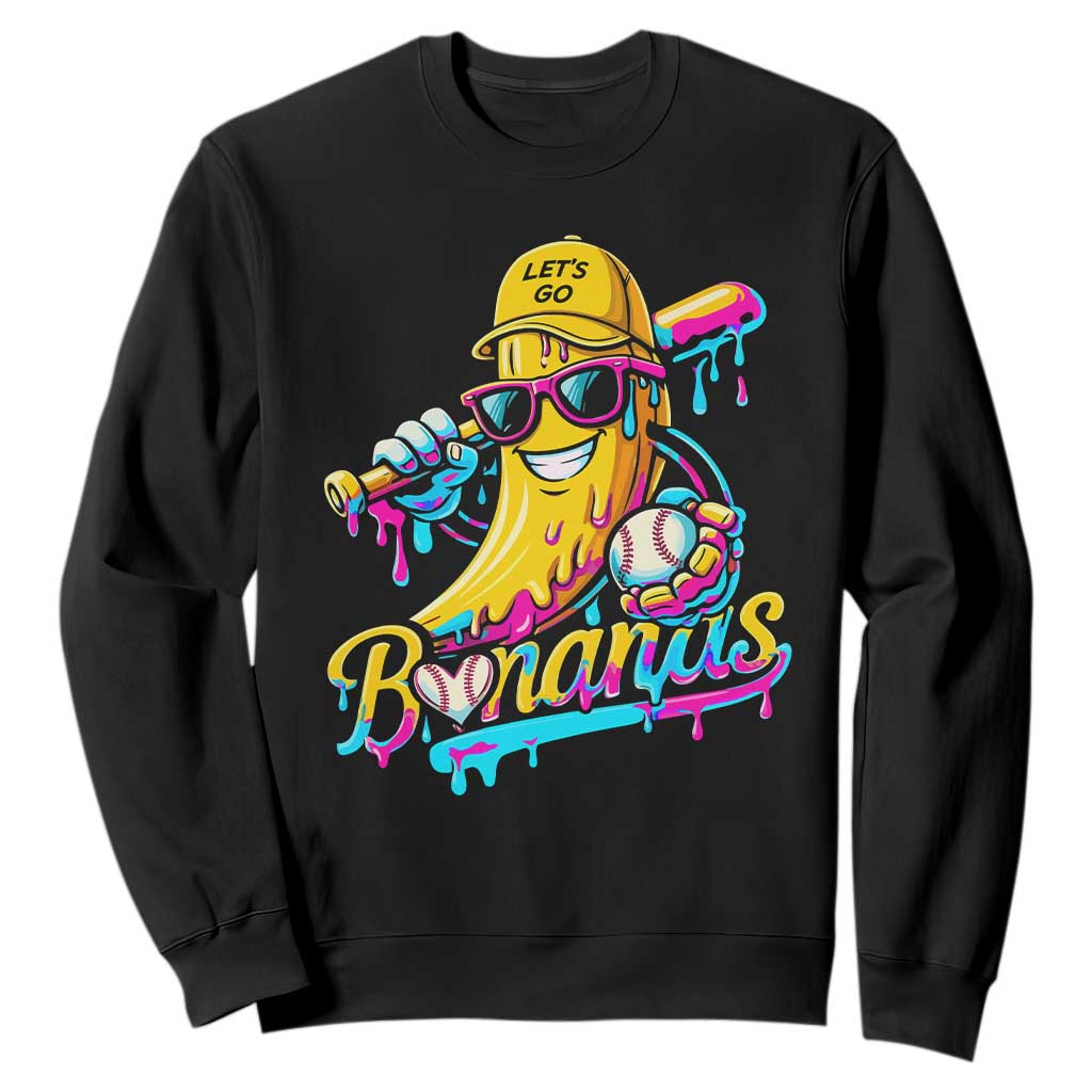 Funny Banana Baseball Drip Sweatshirt Lets Go Bananas Ice Cream Dripping Sport TS11 Black Print Your Wear