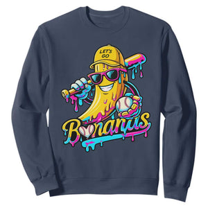 Funny Banana Baseball Drip Sweatshirt Lets Go Bananas Ice Cream Dripping Sport TS11 Navy Print Your Wear