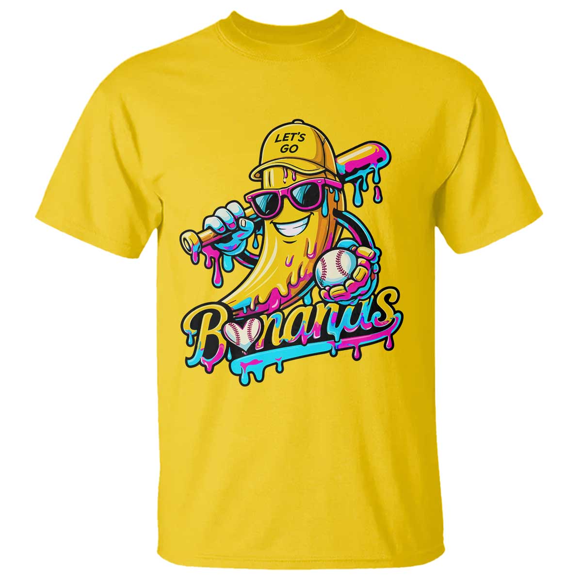 Funny Banana Baseball Drip T Shirt Lets Go Bananas Ice Cream Dripping Sport TS11 Daisy Print Your Wear