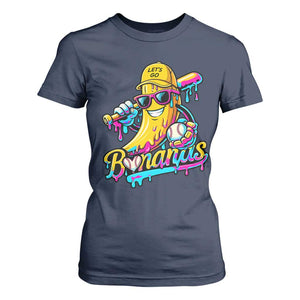 Funny Banana Baseball Drip T Shirt For Women Lets Go Bananas Ice Cream Dripping Sport TS11 Navy Print Your Wear