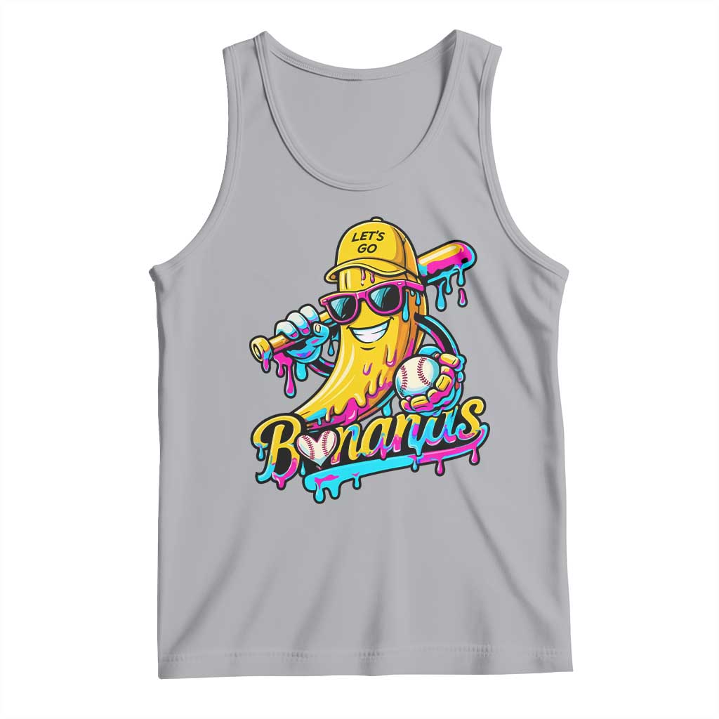 Funny Banana Baseball Drip Tank Top Lets Go Bananas Ice Cream Dripping Sport TS11 Athletic Heather Print Your Wear