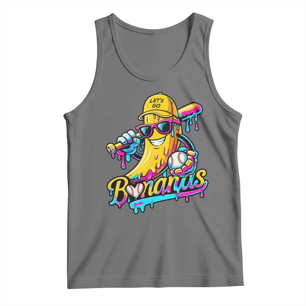 Funny Banana Baseball Drip Tank Top Lets Go Bananas Ice Cream Dripping Sport TS11 Black Heather Print Your Wear