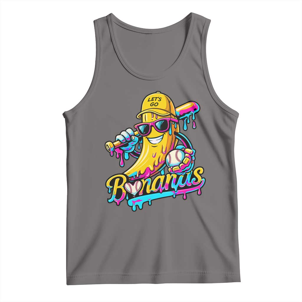 Funny Banana Baseball Drip Tank Top Lets Go Bananas Ice Cream Dripping Sport TS11 Deep Heather Print Your Wear