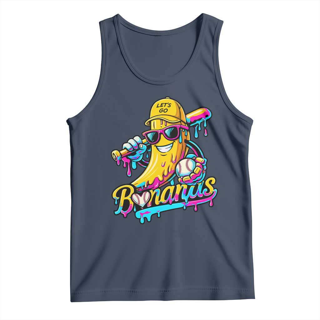 Funny Banana Baseball Drip Tank Top Lets Go Bananas Ice Cream Dripping Sport TS11 Navy Print Your Wear