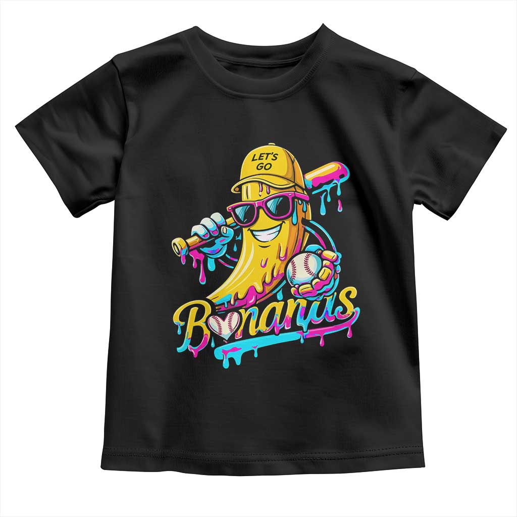 Funny Banana Baseball Drip Toddler T Shirt Lets Go Bananas Ice Cream Dripping Sport TS11 Black Print Your Wear