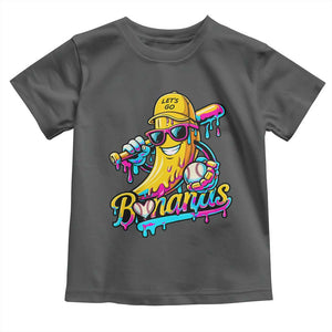 Funny Banana Baseball Drip Toddler T Shirt Lets Go Bananas Ice Cream Dripping Sport TS11 Dark Heather Print Your Wear