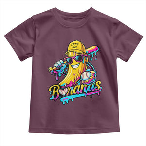 Funny Banana Baseball Drip Toddler T Shirt Lets Go Bananas Ice Cream Dripping Sport TS11 Maroon Print Your Wear