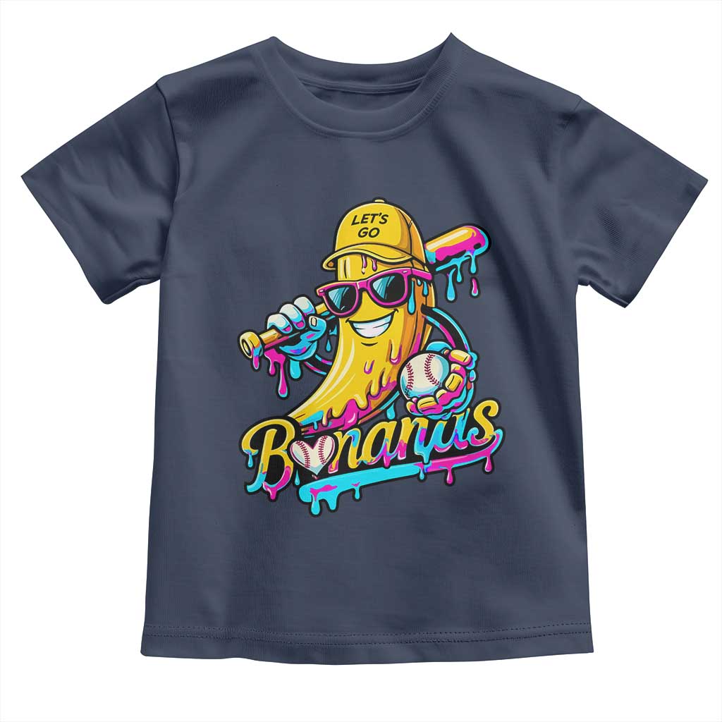 Funny Banana Baseball Drip Toddler T Shirt Lets Go Bananas Ice Cream Dripping Sport TS11 Navy Print Your Wear