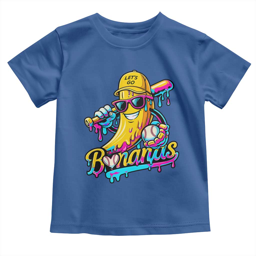 Funny Banana Baseball Drip Toddler T Shirt Lets Go Bananas Ice Cream Dripping Sport TS11 Royal Blue Print Your Wear