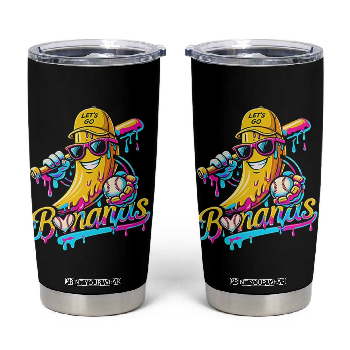 Funny Banana Baseball Drip Tumbler Cup Lets Go Bananas Ice Cream Dripping Sport TS11 Black Print Your Wear